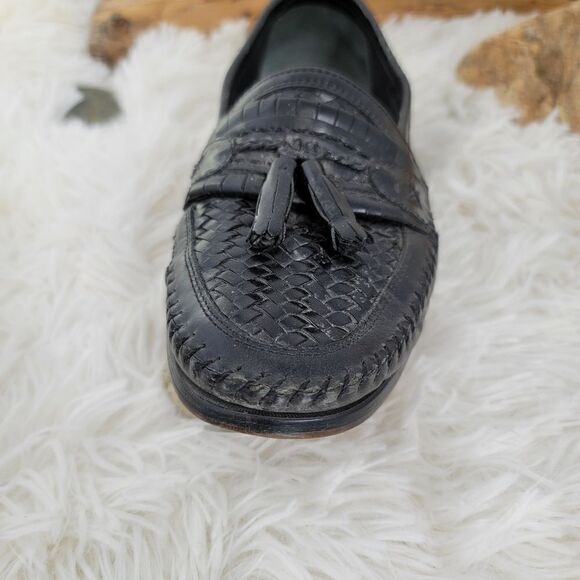 Stacy Adam\'s woven leather tasseled loafers black main image 6